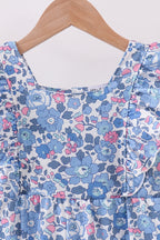 Blue floral ruffle jumpsuit