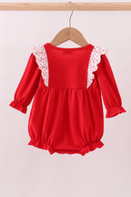 Red heart applique ruffle bubble