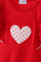 Red heart applique ruffle pants set