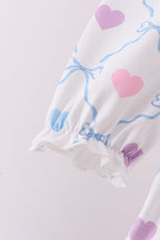 Multicolored heart smocked ruffle pants set