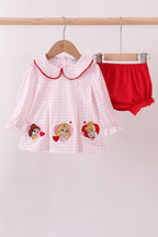 Red princess embroidery bloomer set
