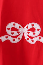 Red bow applique mom&me top