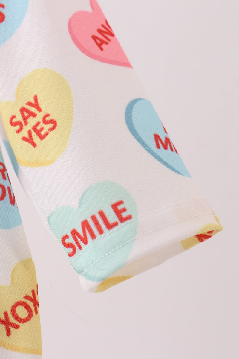 Blue heart print pocket romper