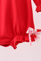 Red heart french knot bow bubble