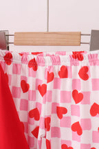 Red heart french knot ruffle pants set