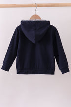 Navy heart floral applique hoodie