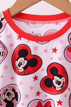 Red character heart print bamboo pajama pants set