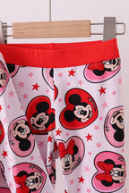 Red character heart print bamboo pajama pants set