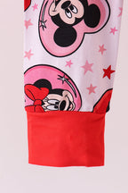 Red character heart print bamboo pajama pants set