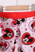 Red character heart print bamboo pajama pants set