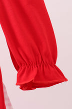 Red heart bow applique ruffle bubble