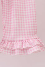 Red heart bow applique ruffle pants set