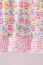 Purple heart print ruffle pants set