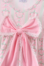 Pink bow floral pants set