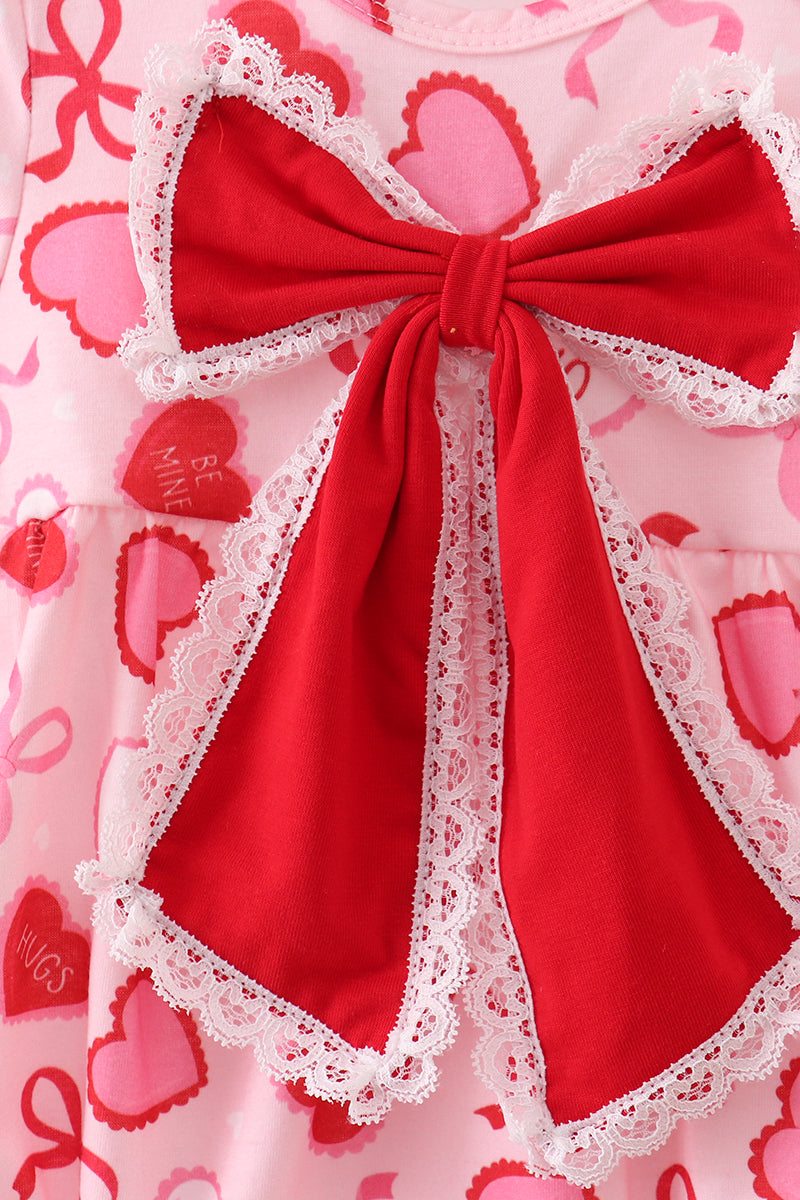 Red heart bow print bubble