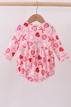 Red heart bow print bubble