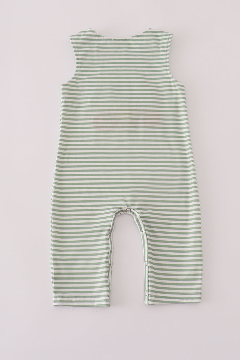 French Knot Turkey Green Stripe Romper