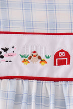 Blue Ruffled Embroidery Farm Bubble