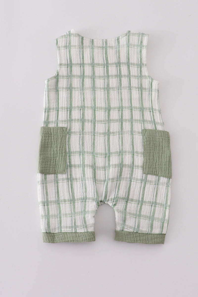 Sage Plaid Romper